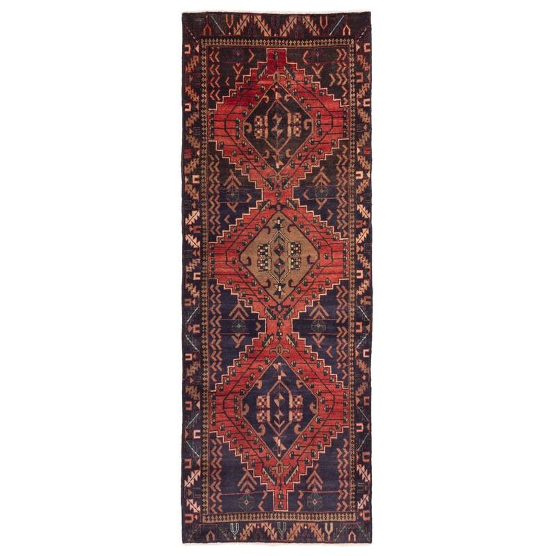 ECARPETGALLERY Hand-knotted Konya Anatolian Dark Navy, Red Wool Rug - 3'3 x 9'10
