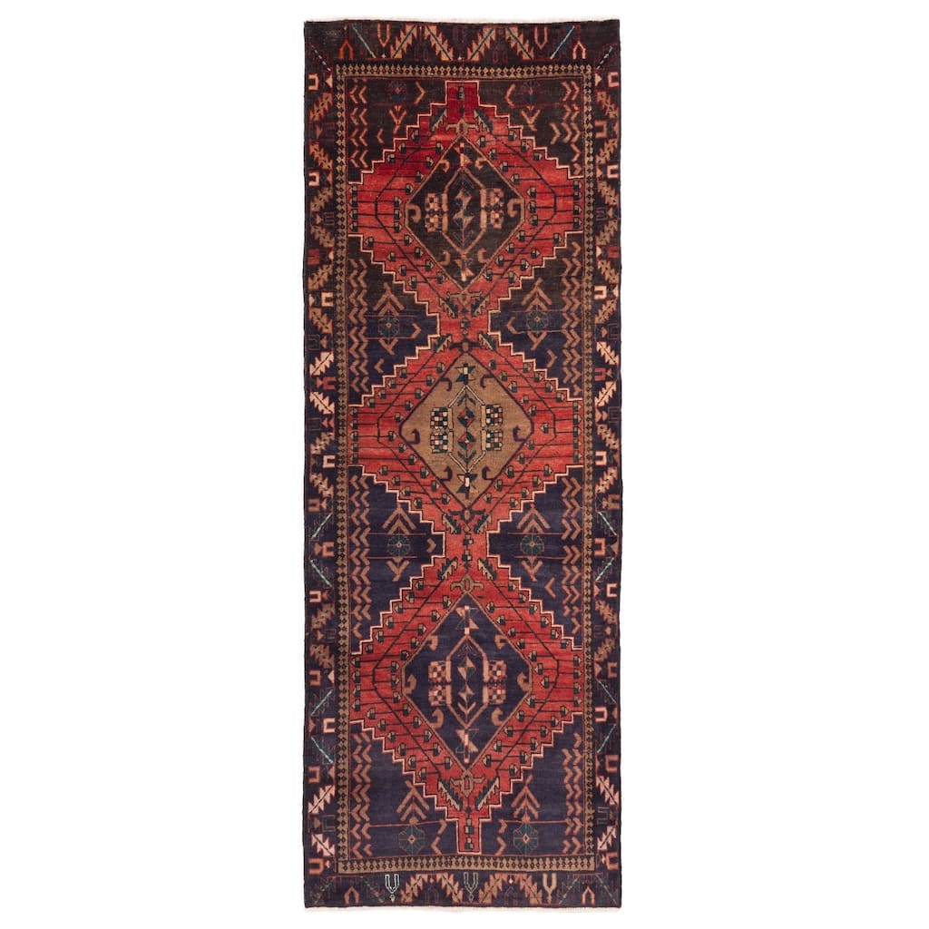 ECARPETGALLERY Hand-knotted Konya Anatolian Dark Navy, Red Wool Rug - 3'3 x 9'10