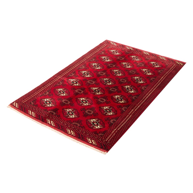 ECARPETGALLERY Hand-knotted Teimani Red Wool Rug - 4'3 x 6'5