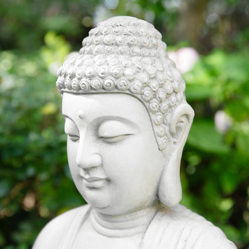 Glitzhome Zen-Style MgO Meditating Garden Buddha Statues Monk Sculpture Indoor Outdoor