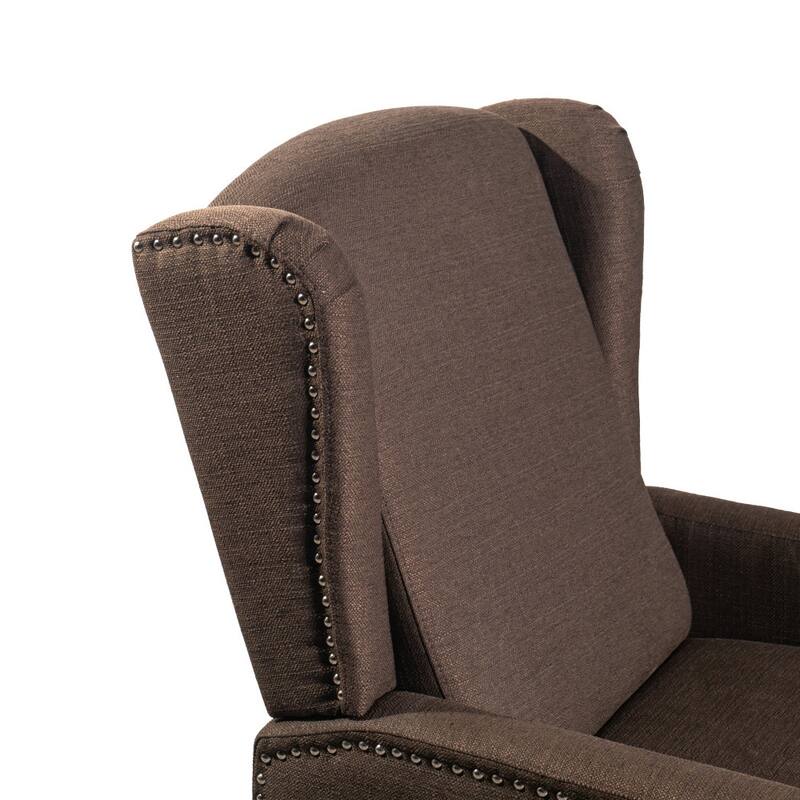 Push Back Wing Back Pocket Spring Recliner with Side Accent Nail Trim