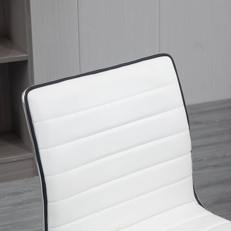 Vinsetto Mid-Back Armless Office Chair Task Chair with PU Leather, Adjustable Height and Swivel Seat Ribbed, White