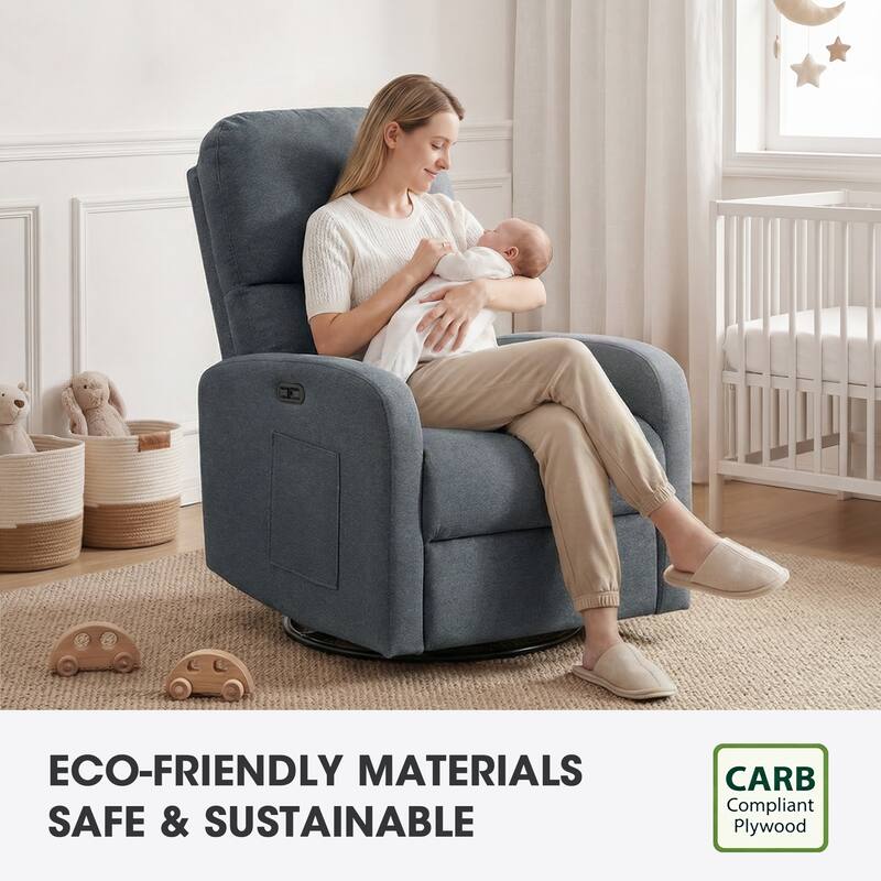 INK IVY Dakota Power Recliner 3-in-1 with Swivel, Glider, USB Ports