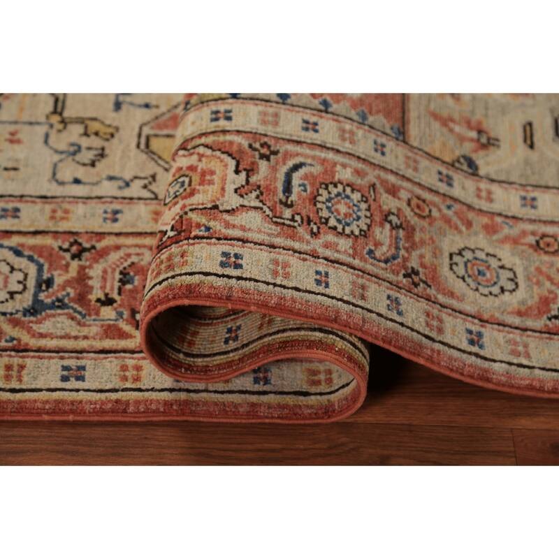 Geometric Heriz Serapi Vegetable Dye Rug Handmade Wool Carpet - 5'0"x 6'10"