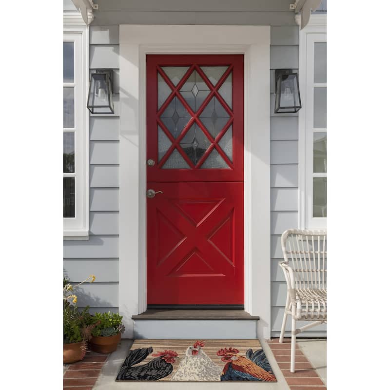Liora Manne Esencia Three Roosters Indoor/Outdoor Mat - 2' x 2'10"