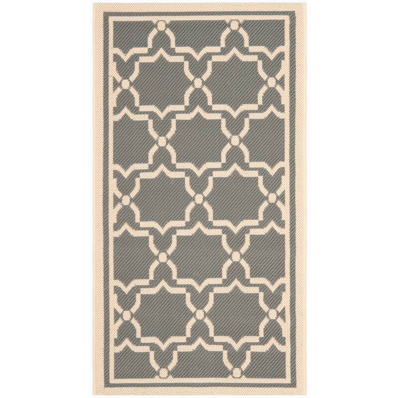 SAFAVIEH Courtyard Gulsin Indoor/ Outdoor Waterproof Patio Backyard Rug - 2' x 3'7" - Anthracite/Beige