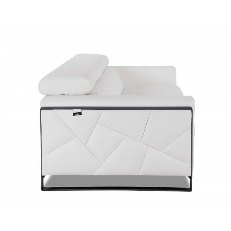 HomeRoots 75" White And Black Italian Leather Loveseat