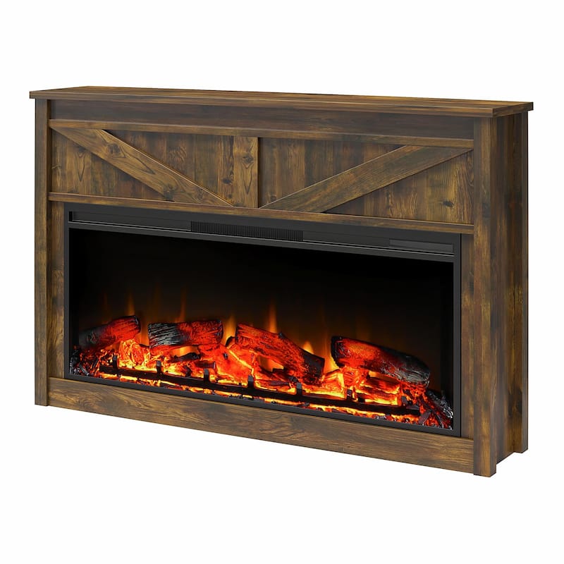 Avenue Greene Becken Ridge Wide Modern Farmhouse Mantel with Electric Fireplace