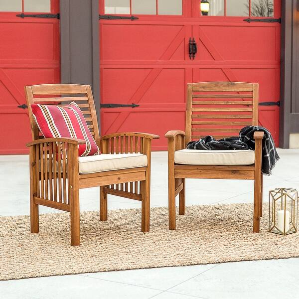 Shop Surfside Acacia Wood Patio Chairs Set Of 2 Brown By Havenside Home On Sale Overstock 20881553