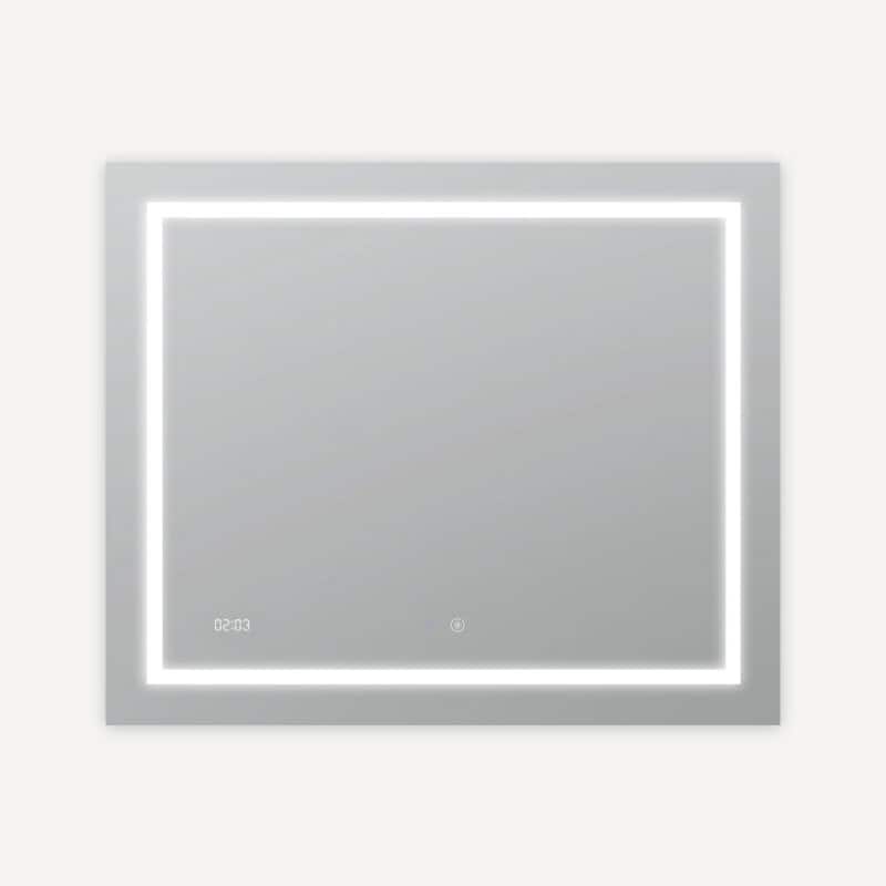 AQUADOM Daytona 36" Led Lighted Mirror for Bathroom Defogger, Digital Clock - 36"x30"x1" - 36"x30"x1"