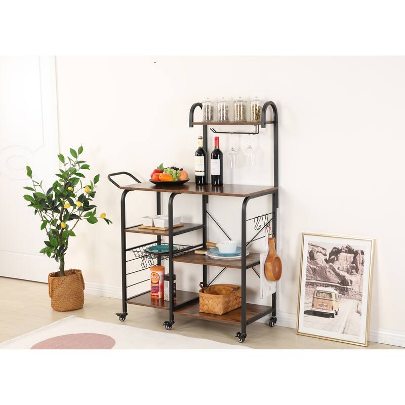 Bakers Microwave Stand Kitchen Cart Microwave Cart 3Tier+4Tier Kitchen Shelves for Spice Rack