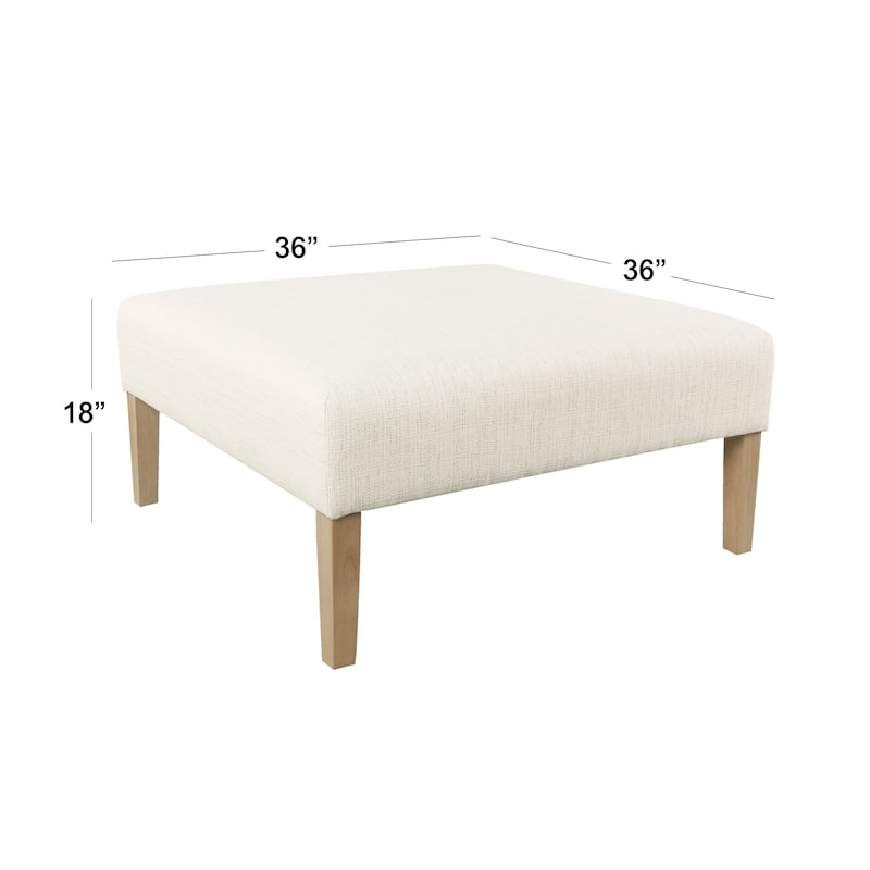 HomePop Square Coffee Table Ottoman – Stain-Resistant Cream Woven
