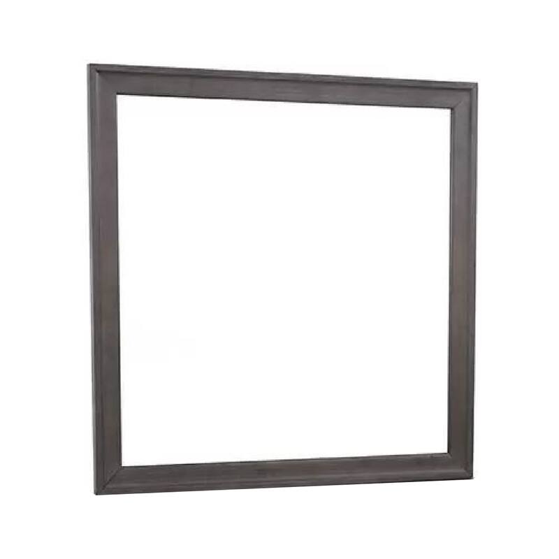 Dresser Mirror, Charcoal Gray Poplar Wood Frame, Square 40 Inch - Charcoal Gray