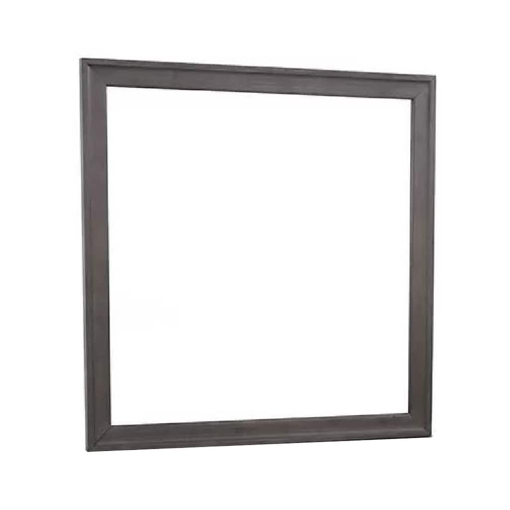Dresser Mirror, Charcoal Gray Poplar Wood Frame, Square 40 Inch - Charcoal Gray