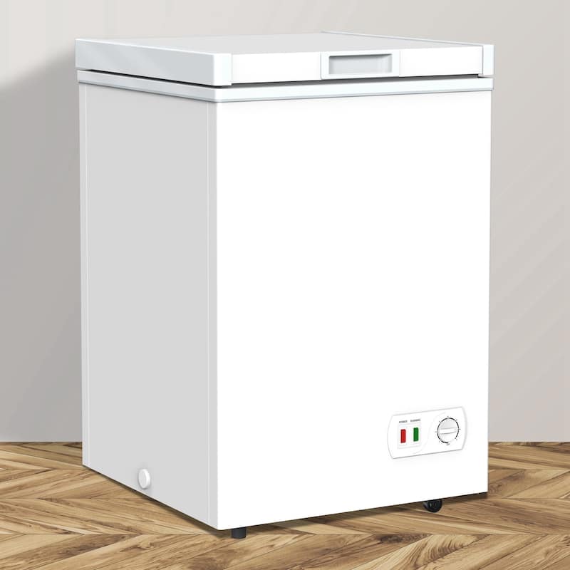 3.5 Cu. Ft Modern White Small Deep Freezer with Removable Basket