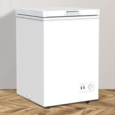 3.5 Cu. Ft Modern White Small Deep Freezer with Removable Basket