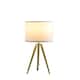 Gold Metal Adjustable Height Tripod Table Lamp With White Drum Shade - 14