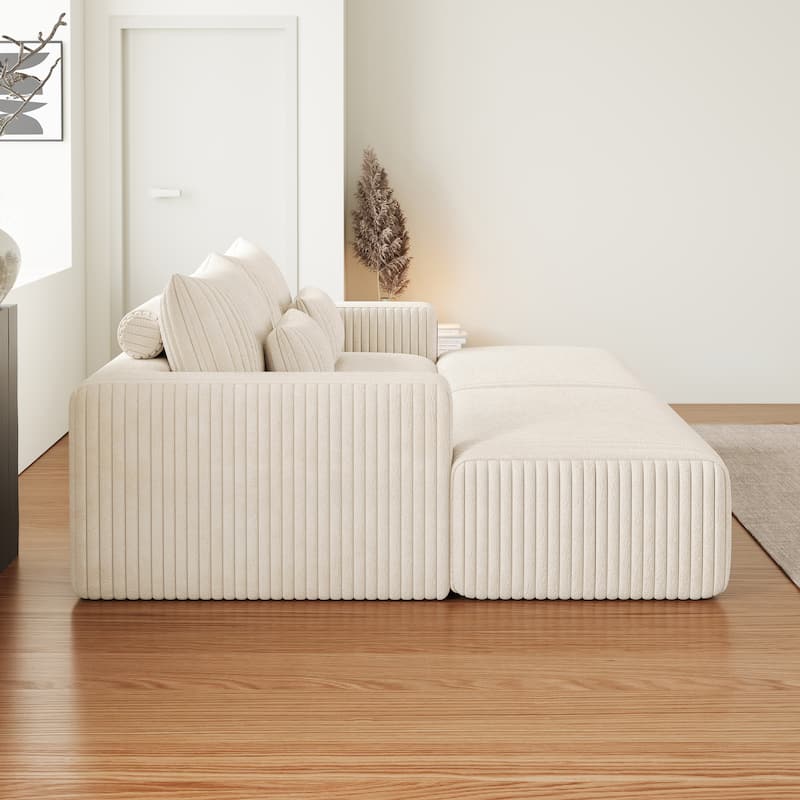 102" Modular Couch Cloud Plush Loveseat Sectional Sofa with 2 Ottoman