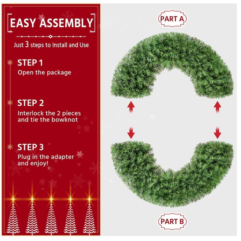 Yaheetech 48in Artificial Christmas Wreath Holiday Accent Decoration, Green