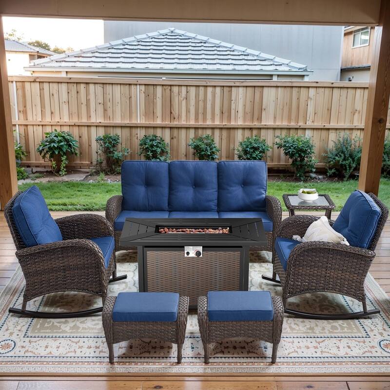 Gymojoy Outdoor Fire Pit Conversation Set, 3-Seat Sofa & Chairs Patio Furniture Set