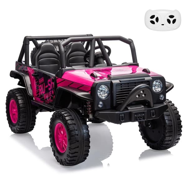 slide 2 of 28, 24V 2-Seater Kids Ride On Truck Car with Remote Control Rose