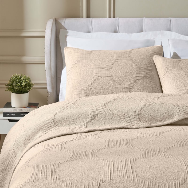 Superior Tanta Cotton Medium Weight Modern Circles Woven Coverlet