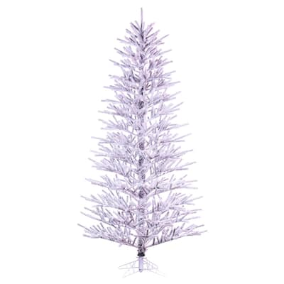 Vickerman 7.5' x 46" Flocked Slim Pistol Pine Artificial Unlit Christmas Tree. - 7.5' x 46"
