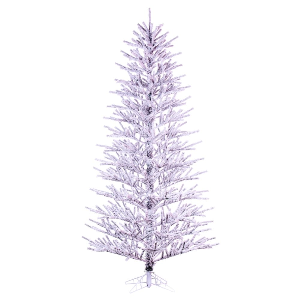 Vickerman 7.5' x 46" Flocked Slim Pistol Pine Artificial Unlit Christmas Tree. - 7.5' x 46"