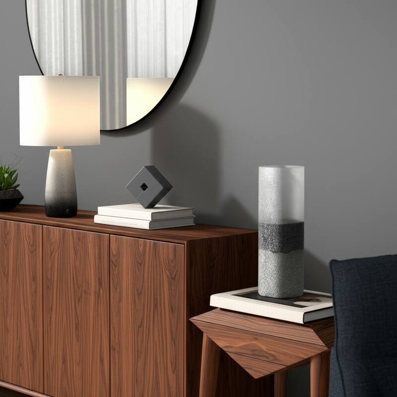 Glass Vase with Sleek Cylindrical Design and Frosted Modern Aesthetic