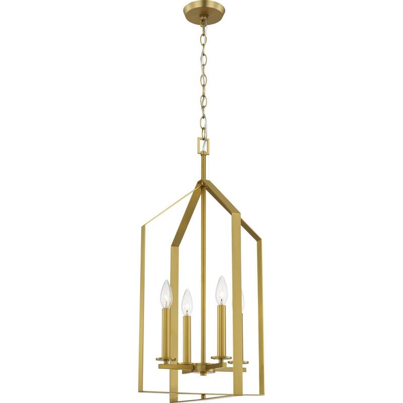 Vertex Collection Four-Light Brushed Gold Contemporary Foyer Light - 15 in x 15 in x 28 in