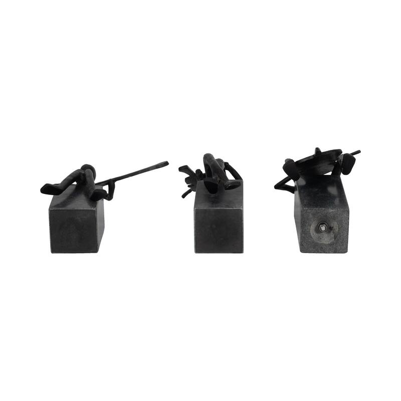 Sagebrook Home 9/10/11" Aston Musicians, Black, Elegant Sculptures, Black, Set of 3 - 5" x 6" x 11"