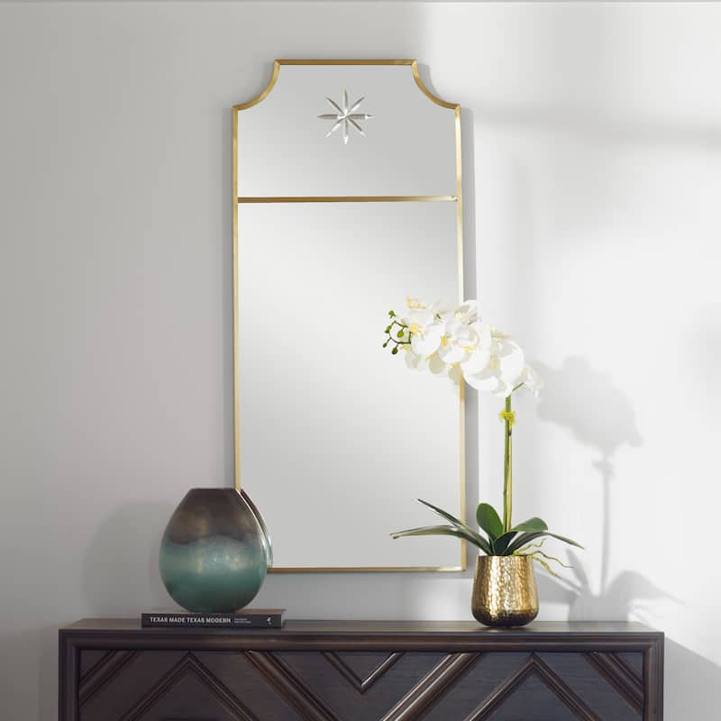 Stainless Steel Framed Wall Mirror - 40" - Brass Finish