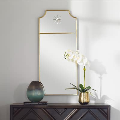 Stainless Steel Framed Wall Mirror - 40" - Brass Finish