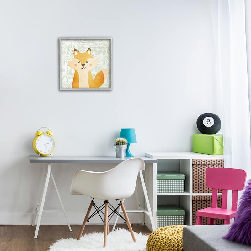 Stupell Whimsical Fox on Florals Framed Giclee Art Design By Kim Allen