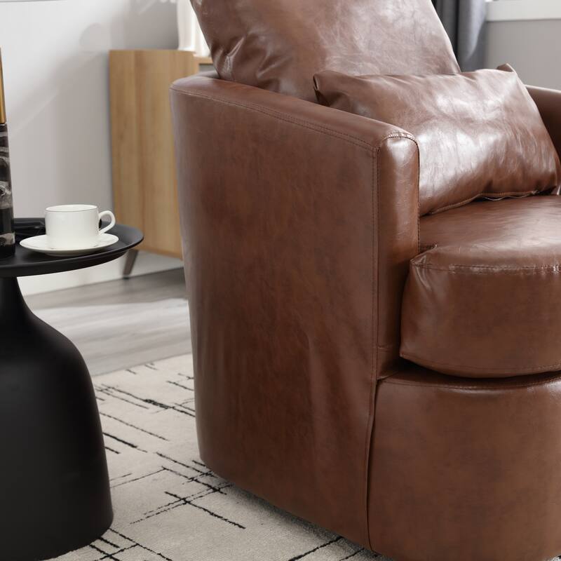 32.68" Swivel Barrel Chair with Metal Base