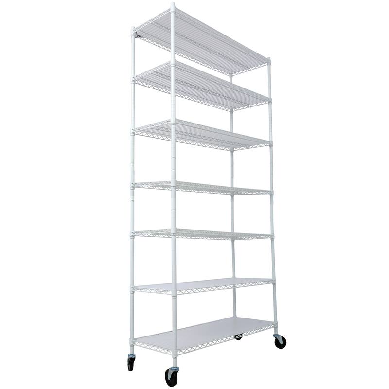 2450lbs Heavy Duty Adjustable Storage Rack with Wheels & Shelf Liners