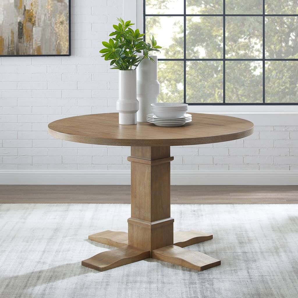 Rectangular Dining Table with Rustic Brown Finish - Wooden Kitchen Table with Sturdy Top and Base - 47.25