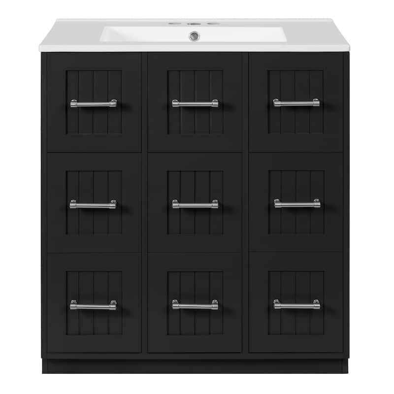 30 inch Bathroom Vanity with Undermount Sink, Soft-Close Doors & Tip-Out Drawer