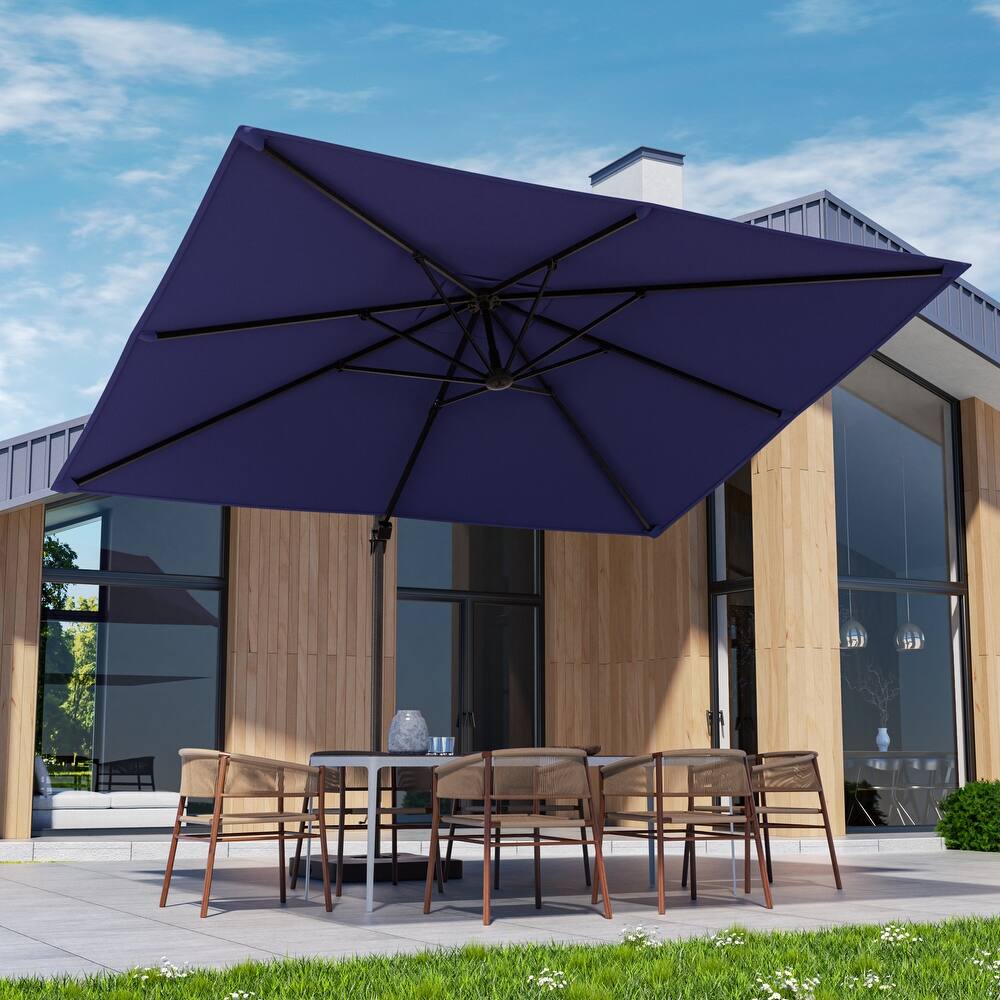 LIVOOSUN 11.5x9FT Aluminum Cantilever Patio Umbrella Solution-Dyed Fabric w/Base