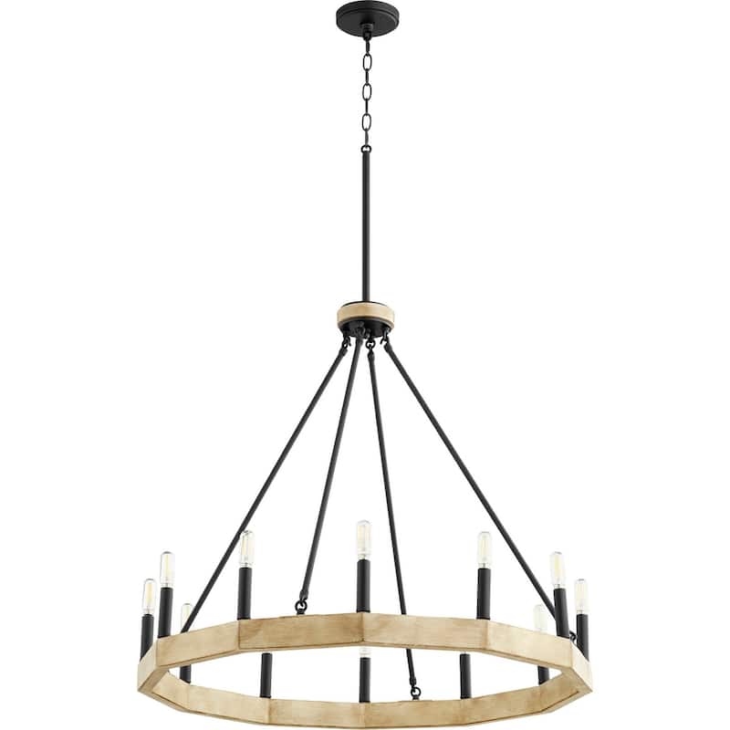Quorum International Alpine 12 Light 30" Wide Chandelier - Noir / Driftwood