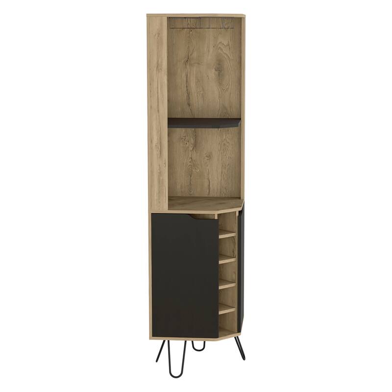 Corner Bar Cabinet for Kitchen, Dining Room,Living Room, Aged Oak / Black