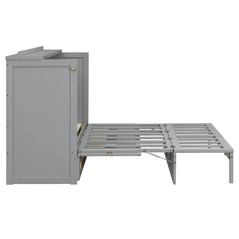 Full Size Murphy Bed with Large Storage Drawers, Space-Saving Design