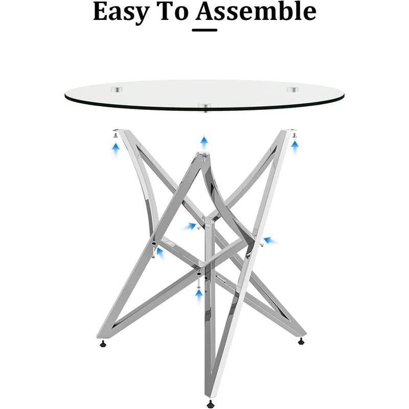 36 inch Clear Glass Round Dining Table