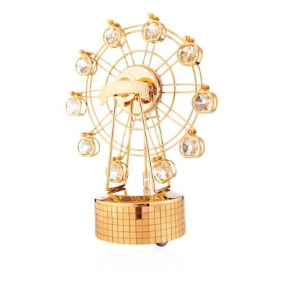 Matashi Home Decorative Showpiece 24K Gold Plated Music Box with Crystal Studded Ferris Wheel FigurineIt's a Small World