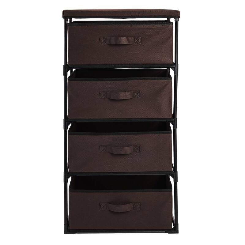 4-Tier Closet Dresser with Drawers - Dark Brown - Brown