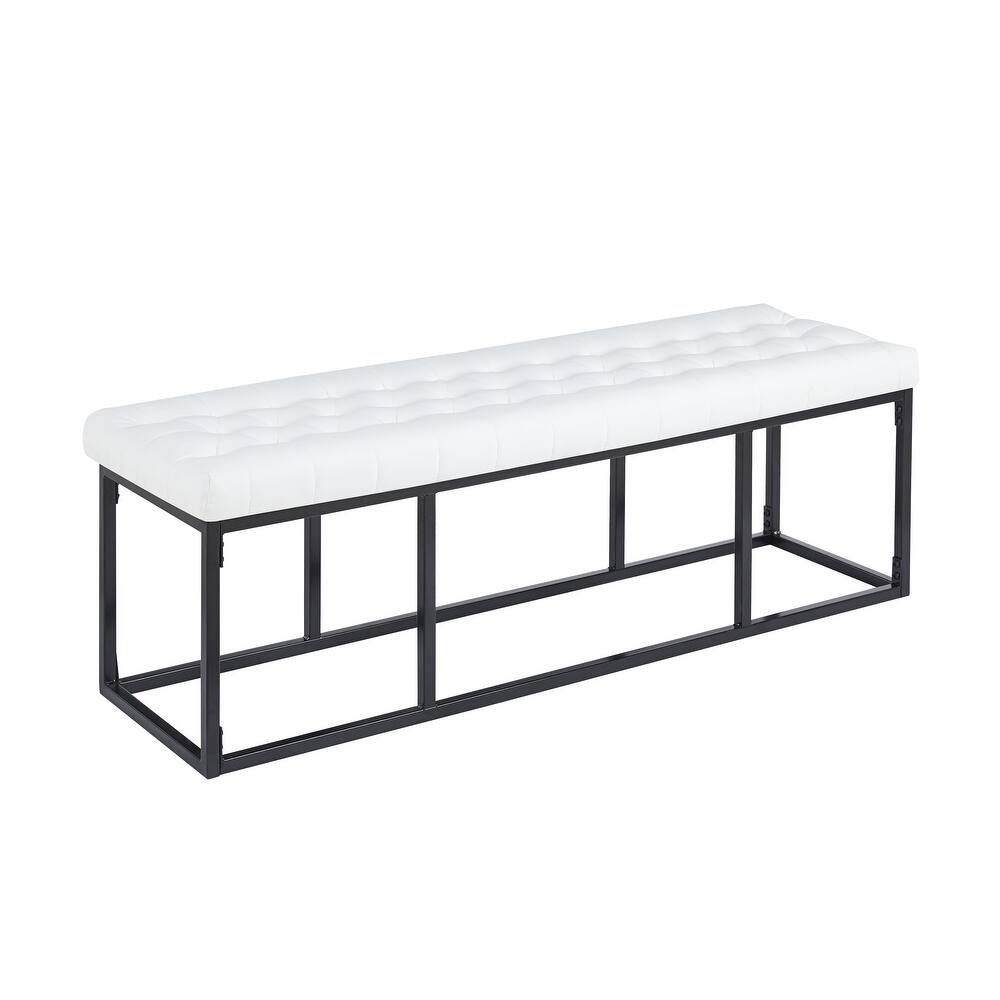 Porthos Home Ellie Faux Leather Accent Bench with Metal Frame Base