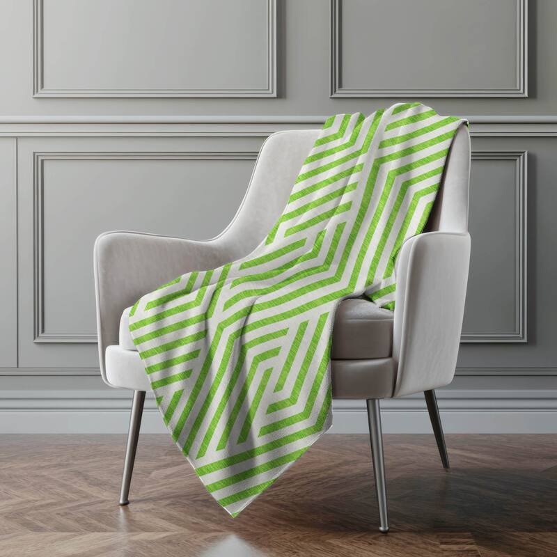 Premium Machine Washable Contemporary Geo Sherpa Throw Blanket - Lime - 4'2" x 5'10"