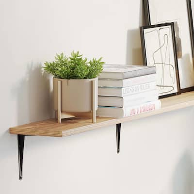 48'' Large Shelves for Wall Decor, Shelving Units and Storage, Wall Shelves for Living Room, Burnt