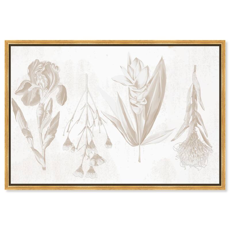 White Pressed Flora Canvas by Art Remedy - Gold - 30" x 20"