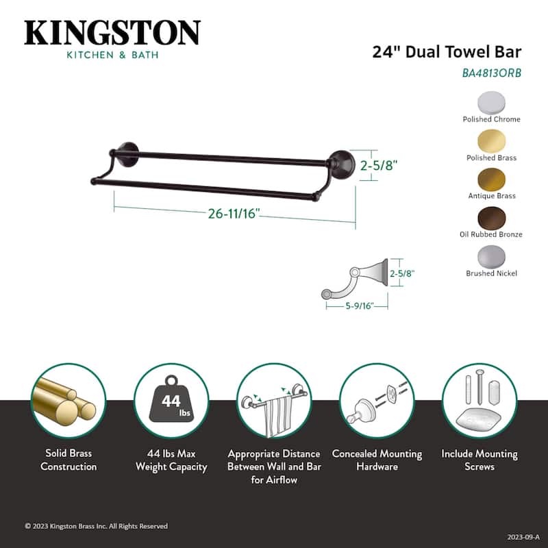 Metropolitan 24-Inch Dual Towel Bar